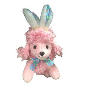 Walmart Small Pink Poodle Puppy Plush W/Bunny Ears Bow Easter 10” Sit